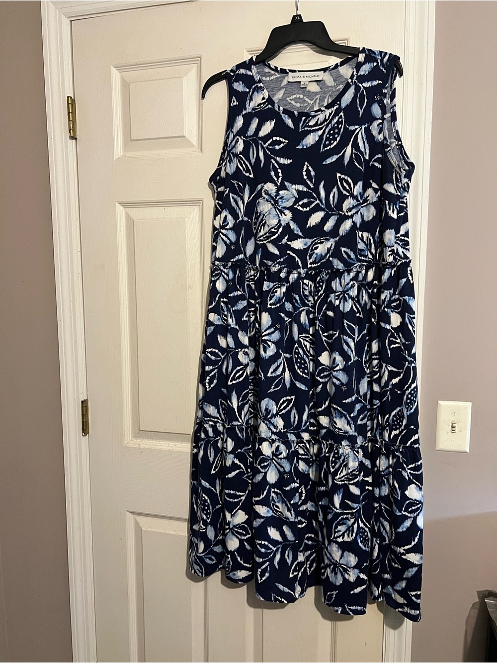 Emma & Michele Navy Blue and White Floral Maxi Dress